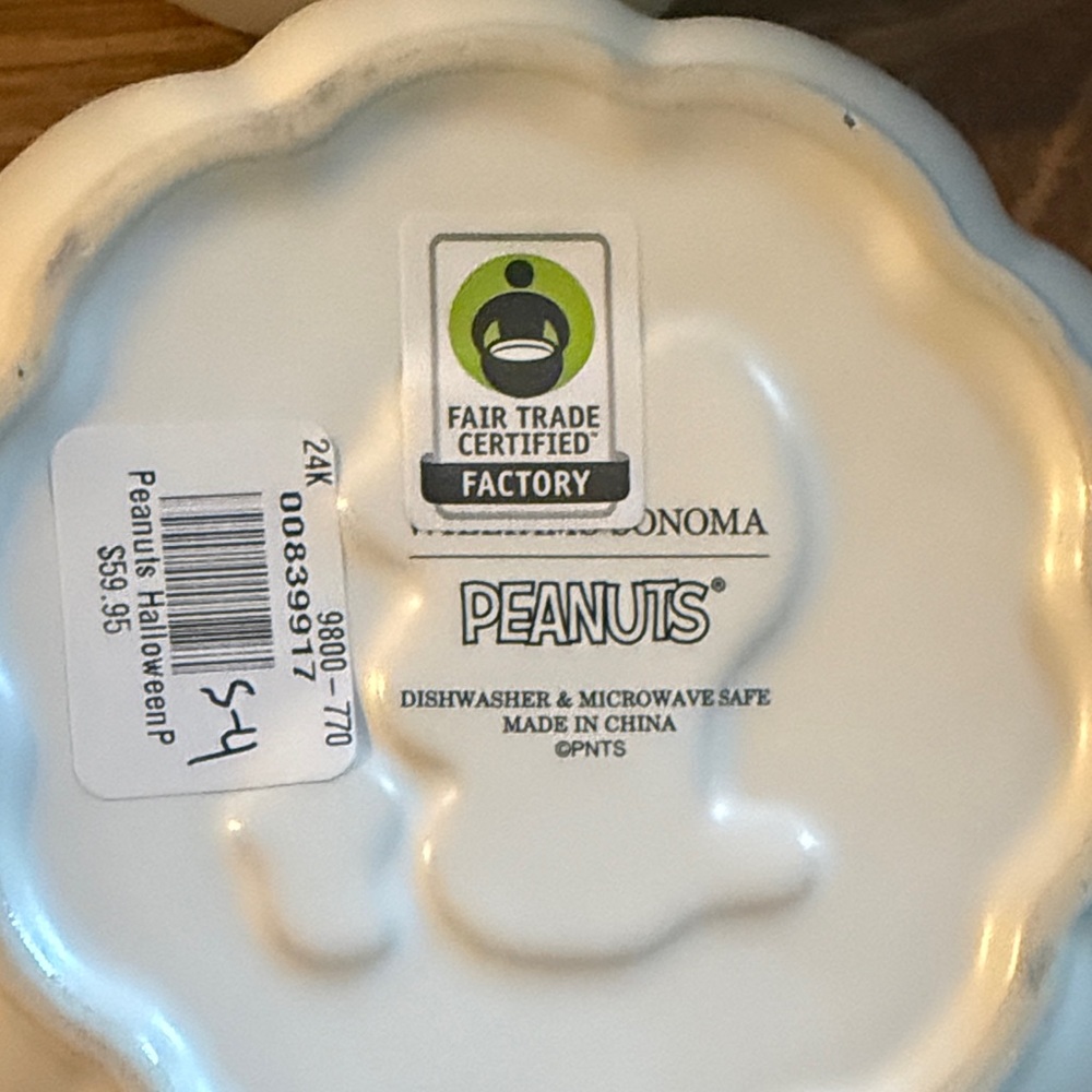 Rare Peanuts White & Orange Halloween Snack Bowls - Set of 4 - Picture 8 of 11
